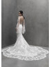 Long Illusion Sleeve Ivory Lace Tulle Fairytale Wedding Dress